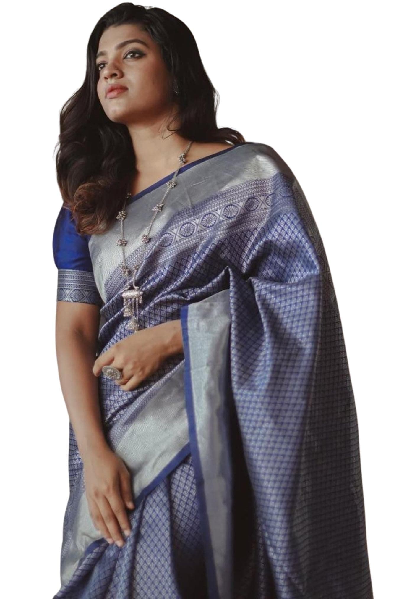 SGF11 Women's Kanjivaram Soft Silk Handloom Saree Golden Zari With Blouse Piece (Blue)