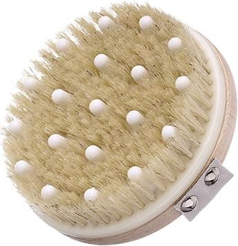 Hydrea London Body Brush Combination Detox Wet Dry Cellulite Massager with Natural Bristle Flexible Rubber Nodules Lymphatic Drainage Exfoliator Shower Body Scrubber for Smoother Complexion