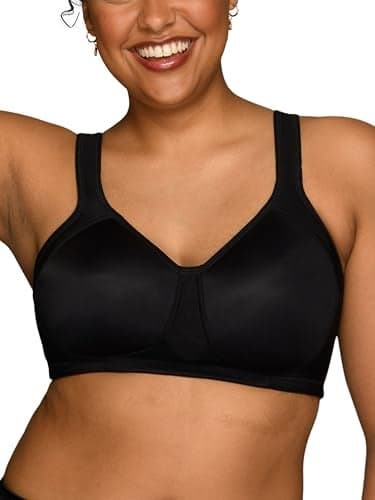 Vanity Fair womens Wireless Medium Impact Plus Size Padded Sports (36c-44ddd) Bra, Wireless - Black, 40C US