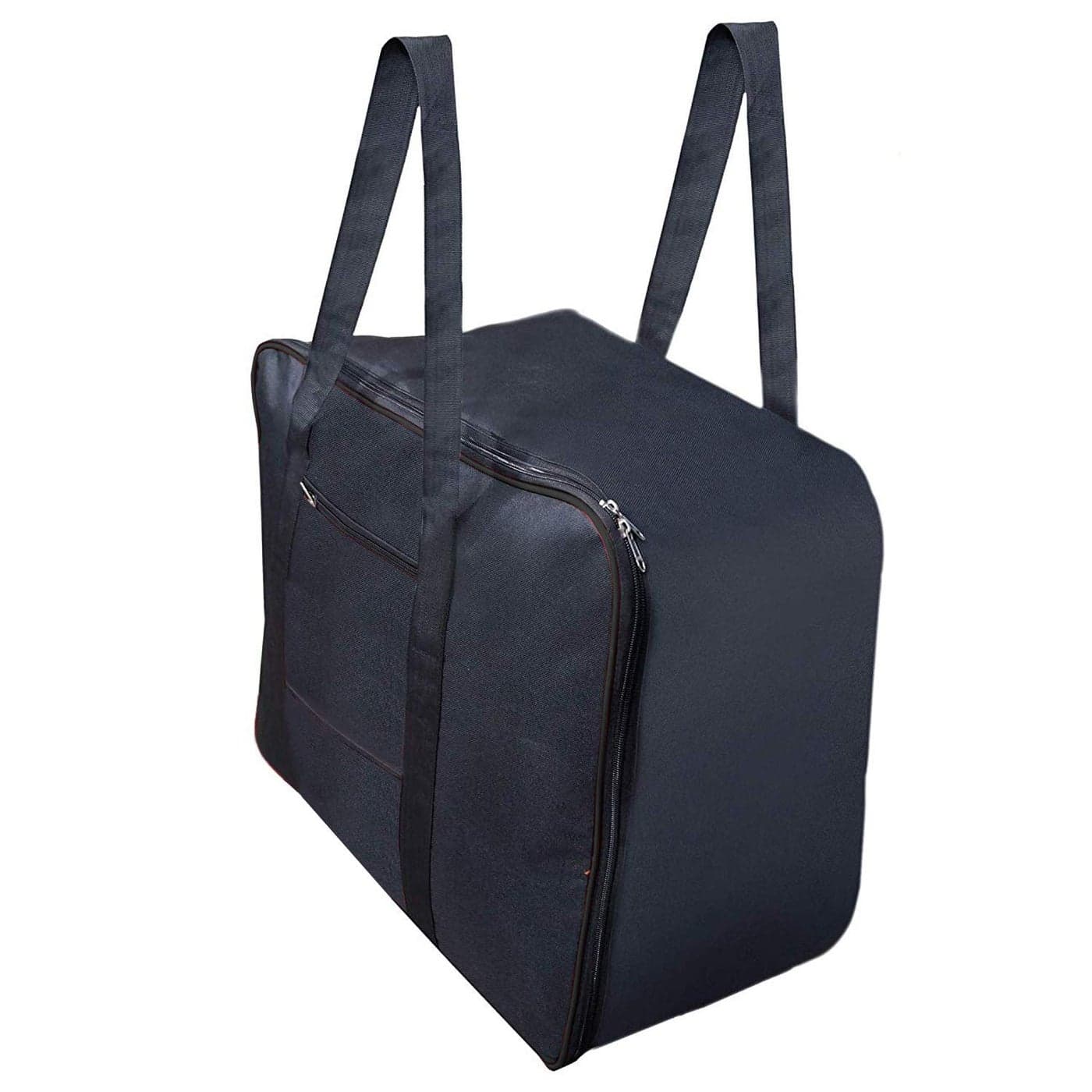 Kuber Industries Rexine Jumbo Underbed Moisture Proof Storage Bag with Zipper Closure and Handle Black 48 Cm X 60 Cm X 36 Cm