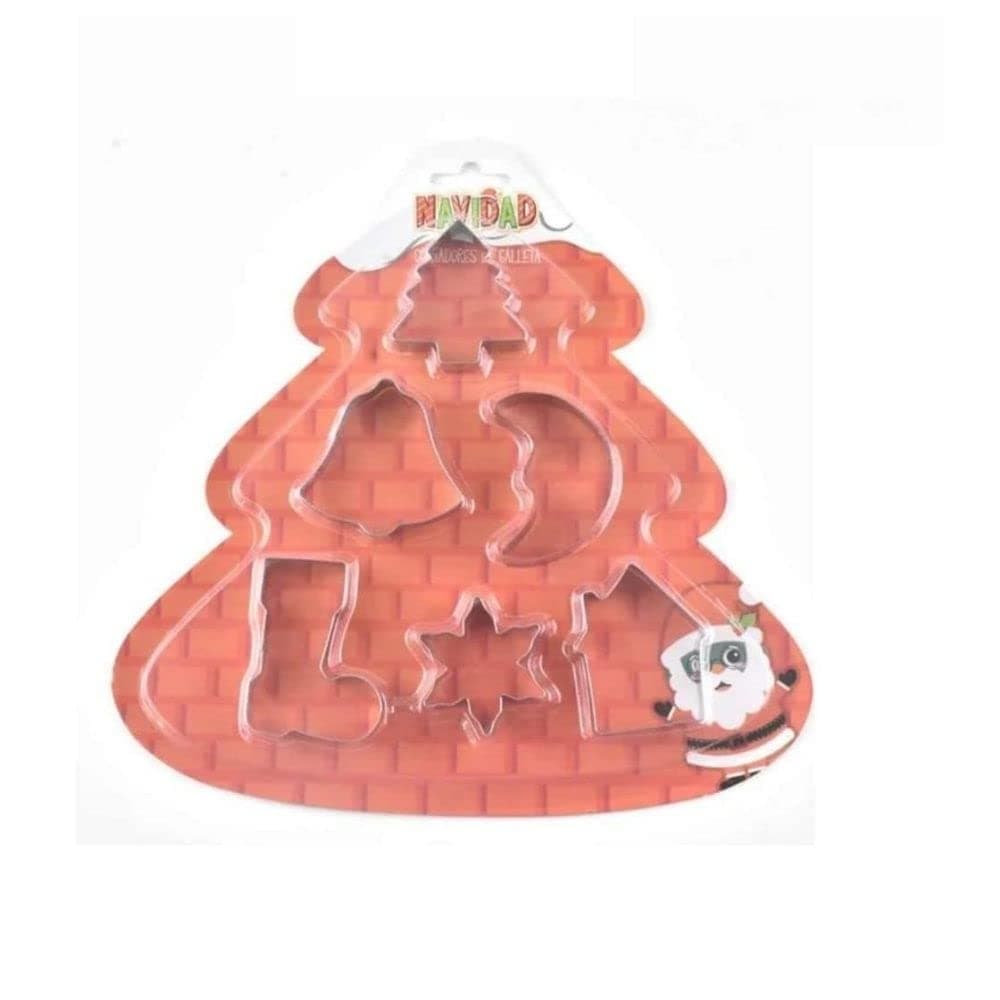 CP Global Shop Stainless Steel Christmas Cookie Cutter 6pc Set Santa face Gingerbread Man Bell holy Cross Shining Star Xmas Tree