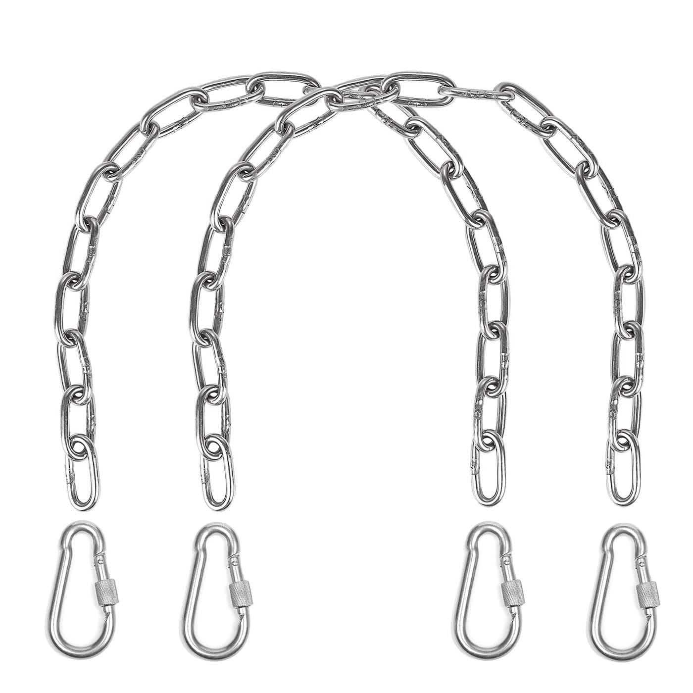Hanging Chair Chain Heavy Duty Hammock Chain with Carabiners Swing Chain Extension for Hammock Chair Swings Punching Bags2 Hanging Chair Chain 4 Carabiners