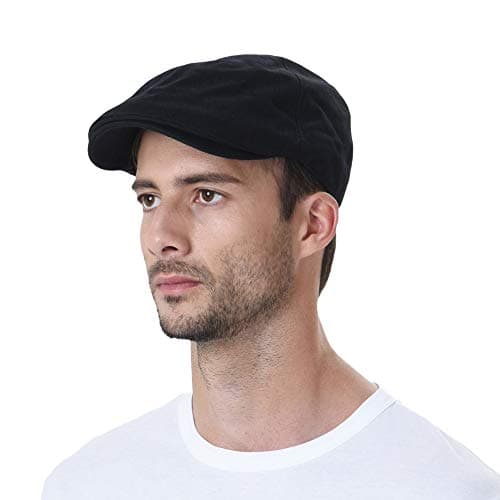WITHMOONS Simple Newsboy Hat Flat Cap SL3026 (BlackM)