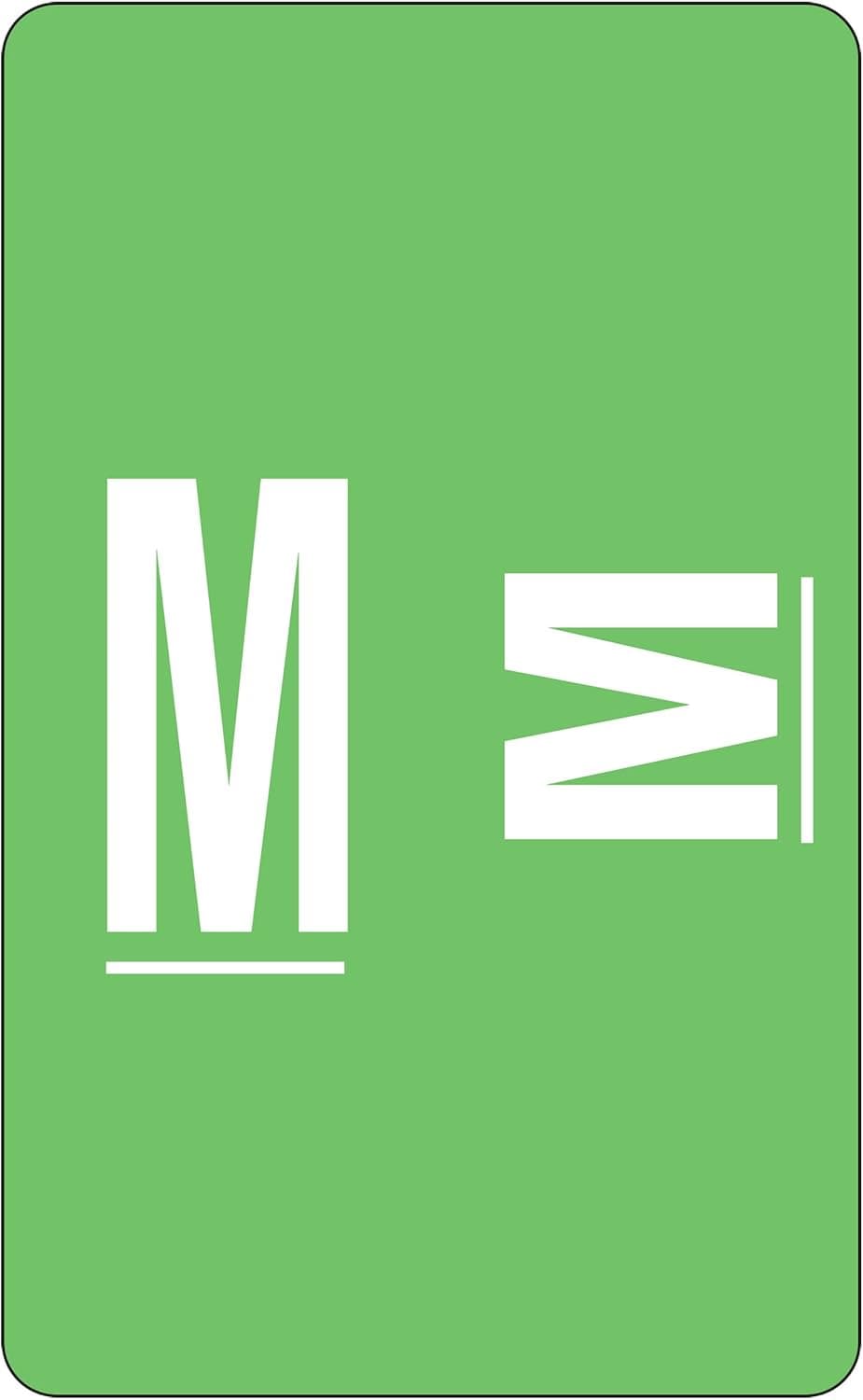 Smead AlphaZ ACCS ColorCoded Alphabetic Label M Light Green 100 Labels per Pack 67183