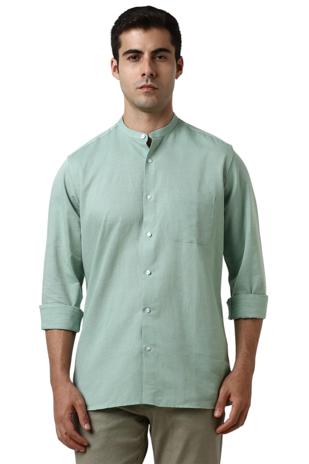 Van Heusen Men's Regular Fit Shirt (VHSFFCUBE90249_Green