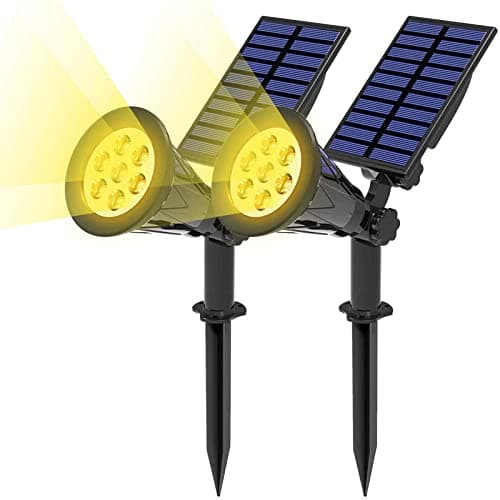 TSUN Solar Spotlights Outdoor 7 LED Solar Spotlights Outdoor Waterpoof Auto Turn OffON Solar Landscape Spotlights for Tree Patio Yard Garden Driveway Pool AreaWarm White 2 Pack