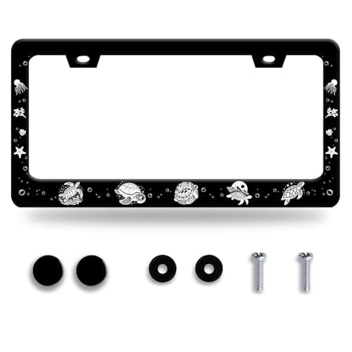 Personalise Sea Turtle License Plate Frame Marine Life License Plate Holder Funny Car Universal Stainless Steel Accessories Cars Decor with Screws 2 Holes Fits Standard Us Vehicles Size 122 X 6 Inch