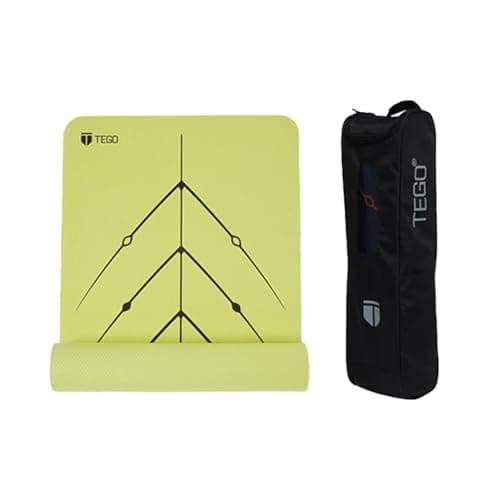 TEGO Stance Yoga Mat with GuideAlign for Posture Alignment (Volt With bag) | Reversible Design with Dual Texture Grip | 5mm Thick | Antimicrobial, Non-Slip, Sweat-Resistant | 6ft x 2ft | Yoga & Fitness Mat | Shoe-friendly Workout Mat