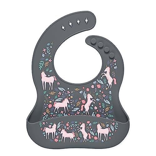 Simple Modern Silicone Bib for Babies, Toddlers | Lightweight and Durable Baby Bibs for Eating with Food Catcher Pocket | Soft Silicone with Adjustable Fit | Bennett Collection | Unicorn Fields
