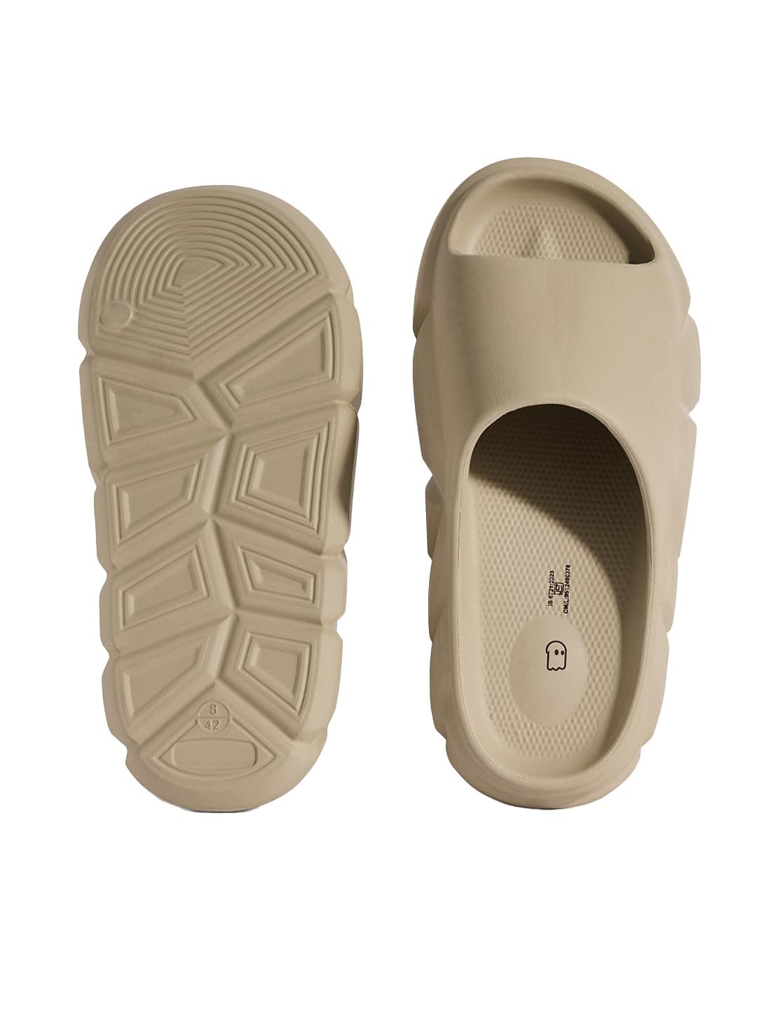 The Souled Store Slides: Beige Men and Boys Slip-On Round-Toe Sliders for Men