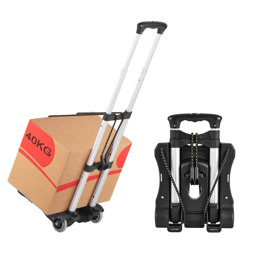 Hivexagon Folding Luggage Cart 88lbs Load Capacity Compact Lightweight and Durable Aluminum Alloy Travel Trolley for Luggage Personal Travel Moving and Office Use