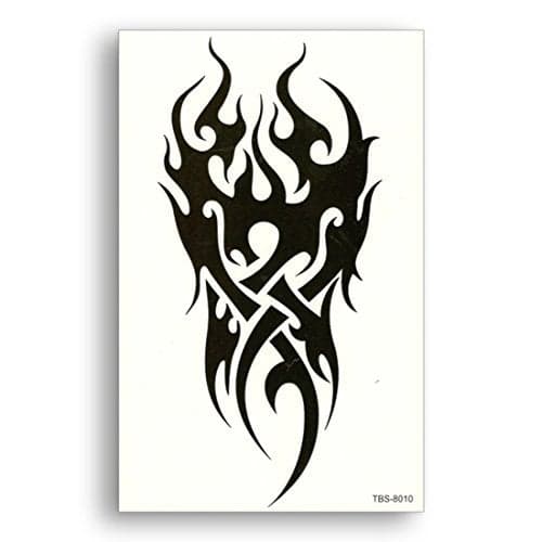 S.A.V.I Temporary Tattoo For Girls Men Women Tribal Totems Black Dragon Fire Sticker Size 19x12CM - 1PC. (8010)