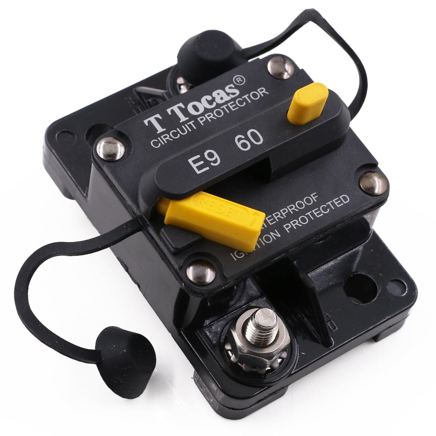 T Tocas Waterproof 60Amp Circuit Breaker for Boat Trolling Motor Marine ATV Trailer Vehicles Stereo Audio Electronic Battery Solar System with Manual Reset Switch Waterproof DC 12V48V