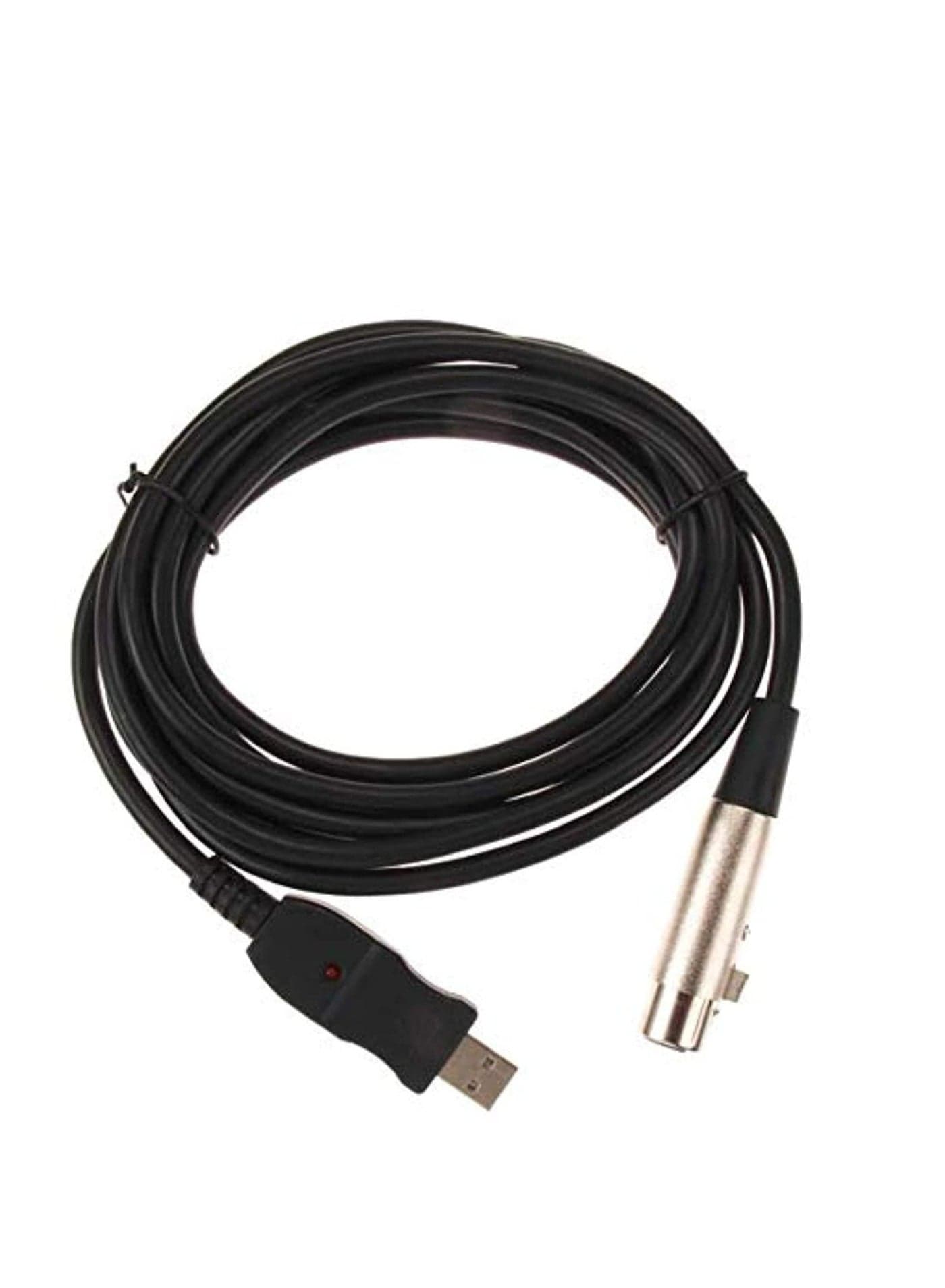 XLR Female to USB Male Cable Cord Adapter Microphone - 3m (Black)