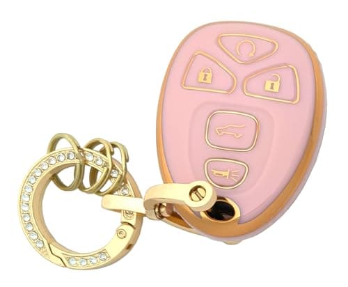 chyoekey Key Fob Cover Case Shell Keychain for Chevy Suburban Tahoe Traverse GMC Acadia Yukon Cadillac Escalade SRX Buick Enclave Pink for GMC B