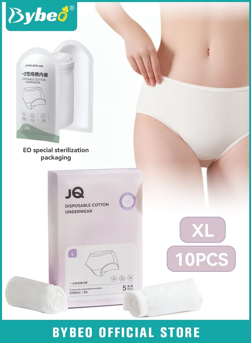 10 Packs Disposable Women's Postpartum Underwear, Breathable Mesh Maternity Panties, Mid-Waist Maternity Postpartum Briefs, Women's Disposable Underpants for Postpartum, Period, Travel, and Business Trip, Pure Cotton, Individual Package
