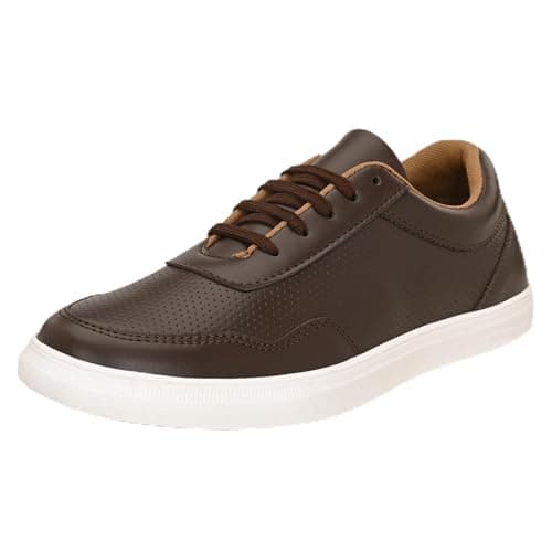 Centrino Mens Casual Shoes Fashion Lace Up Non-Slip Flats Trendy Stylish All Day Comfortable Lightweight Sneakers with Extra Comfort on Heel Brown Casual Shoe for Mens 6314-2