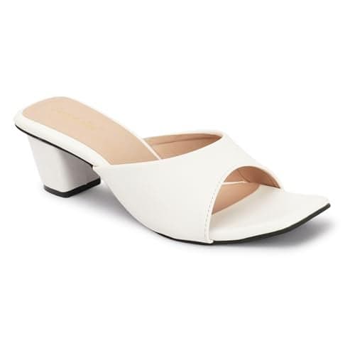 Smart & Sleek Heel Sandal Stylish Comfortable AB75. (white, 5)