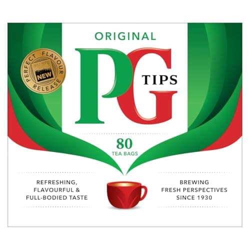 PG Tips Black Tea Bags NonPyramid 80 Count Pack of 1