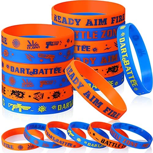 36 pcs Dart Battle Party Favor Dart Gun Themed Birthday Silicone Rubber Bracelet Wristbands Wars Gun Birthday Party Favor