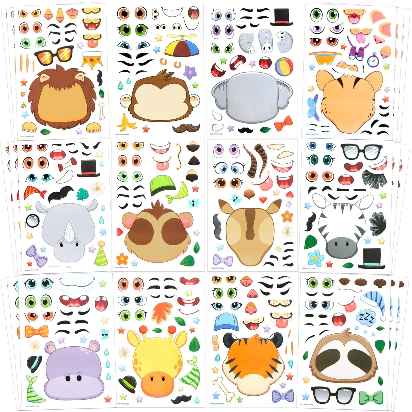 JOYIN 36PCS 9"x6" Make a face Stickers for Kids, Make Your Own Safari Animal Stickers, Jungle Party Favors Kids Crafts, Goodie Bags Stuffers, Classroom Rewards