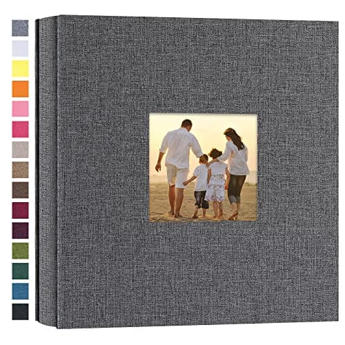 potricher Small Photo Album 4x6 200 Photos Linen Cover Picture Photo Book for Family Wedding Anniversary Baby Vacation (Gray,200 Pockets)