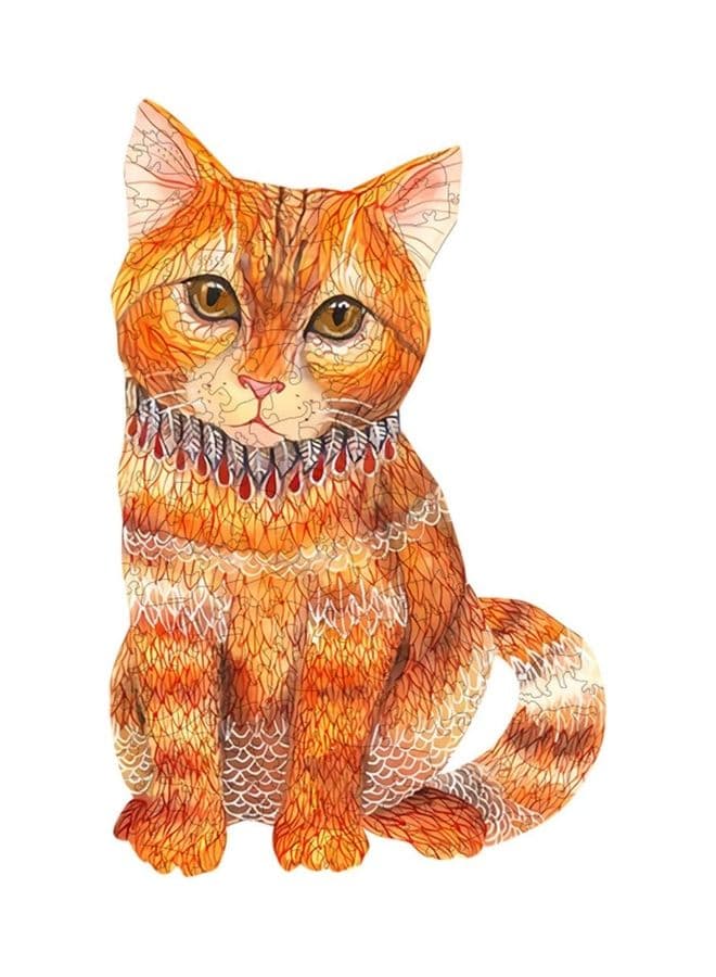 124-Piece Orange Cat A4 Wooden Jigsaw Puzzles 29x21x0.5cm