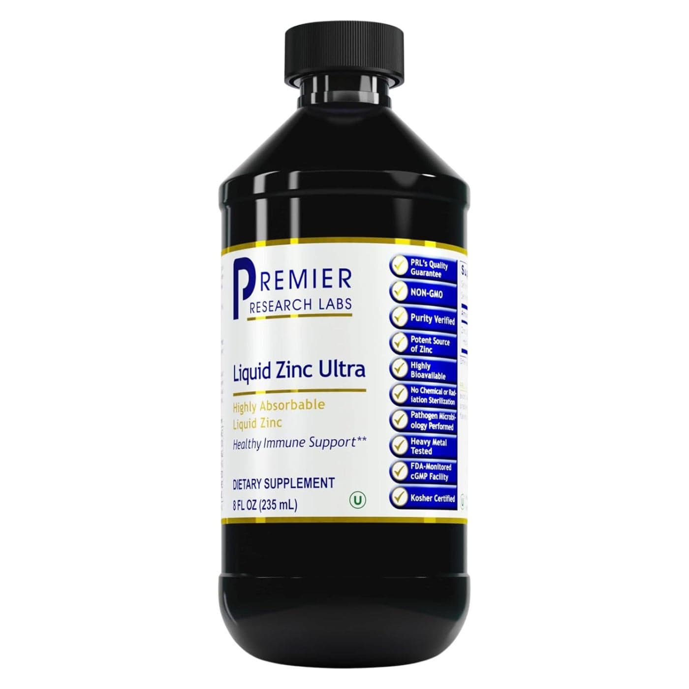 Premier Research Labs Liquid Zinc Ultra Liquid Zinc Supplement for Immune Support WellBeing for Adults Kids Highly Absorbable Drops Used for Rapid Analysis of Zinc Status 8 fl oz