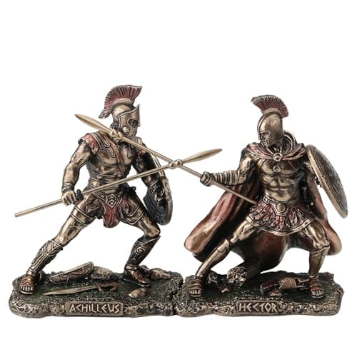 Veronese Design 3 34 Inch Hector Fighting Achilleus Greek Heroes of The Trojan War Cold Cast Resin Bronze Finish Figurine Set