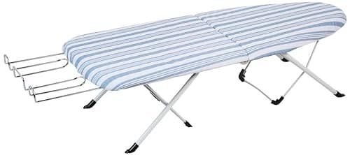 HoneyCanDo Foldable Tabletop Ironing Board with Iron Rest Blue Stripe