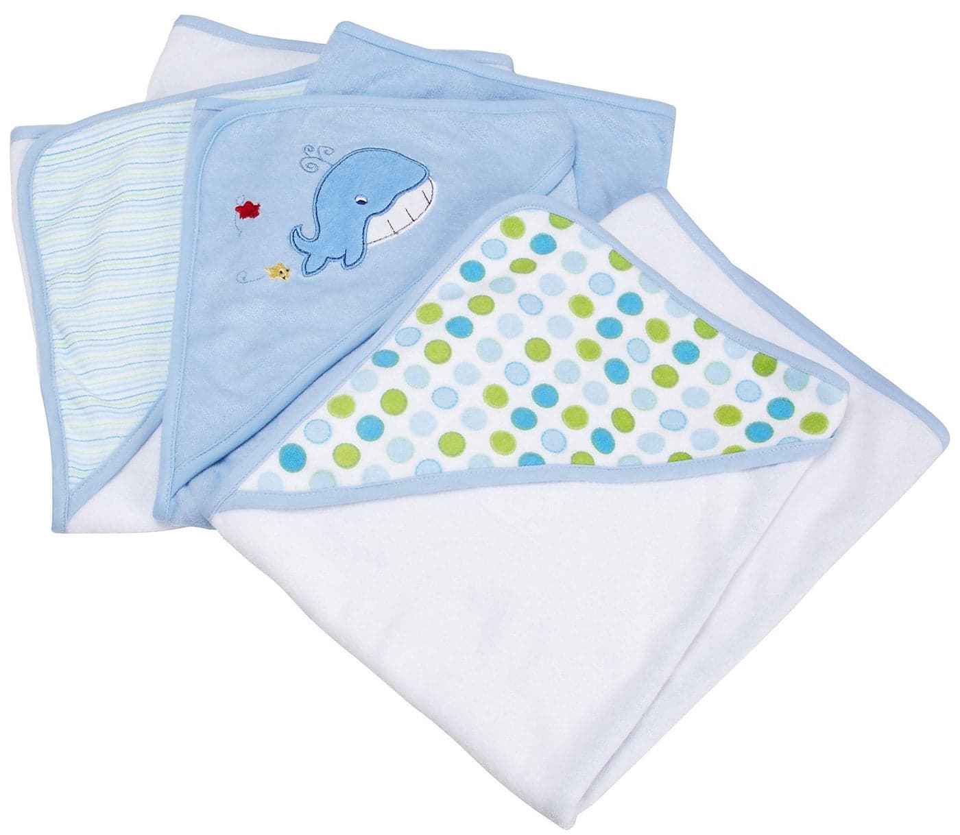 Spasilk Hooded Towel Set for Newborn Boys and Girls Soft Terry Baby Towels Baby Bath Essentials Ideal Blue Whale Pack of 3
