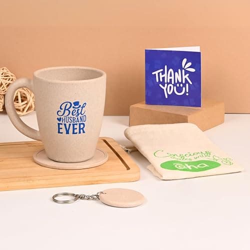 Eha Earth-Friendly Best Husband Printed Mug | Gifts for Husband | Birthday Gift for Men | Mugs for Coffee | Set of 1| 300 ml | Coffee Mug | Made with Rice Husk| Sand Castle
