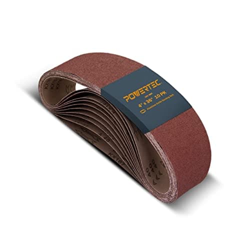 POWERTEC 10PK 4x36 Sanding Belts, 180 Grit Aluminum Oxide, 4 x 36 Inch Sanding Belts for Benchtop Belt and Disc Sander, Belt Sandpaper, Woodworking, Metalworking, Paint, Rust Removal (110690)