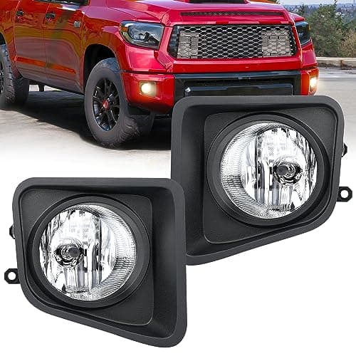 Nilight Fog Lights Assembly Compatible with 2014 2015 2016 2017 2018 2019 2020 2021 Toyota Tundra Light Replacement Clear Lens Driver and Passenger Side