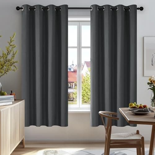 Deconovo Blackout Curtains for Bedroom – Set of 2 52W x 63L Inch Thermal Insulated & Noise Reducing Panels–Home Window Room Darkening Sustainable Grommet Drapes for Living Room and Nursery, Dark Grey