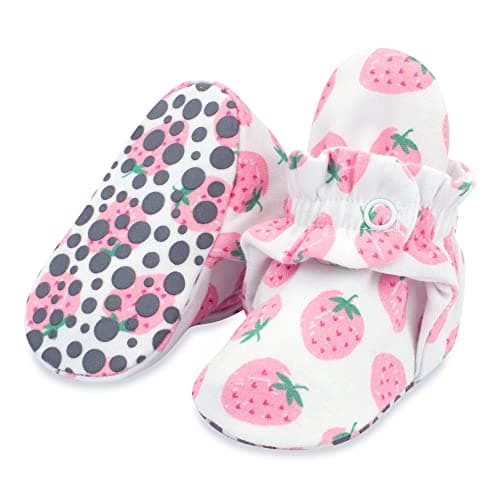 Zutano Unisex Organic Cotton Baby Booties With Gripper Soles, Strawberries, 3M