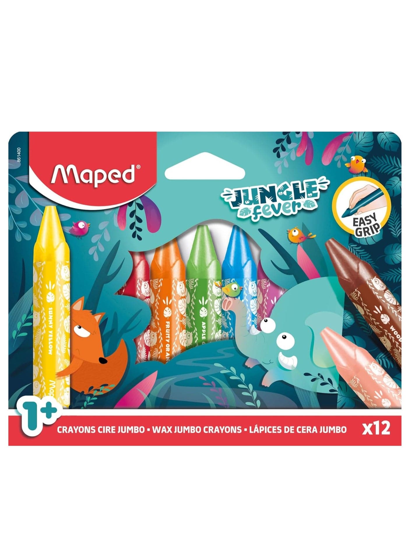 Maped Jumbo Colouring Pencils - 12 Colours - Kids Colouring - Wax Colours - Ideal for School