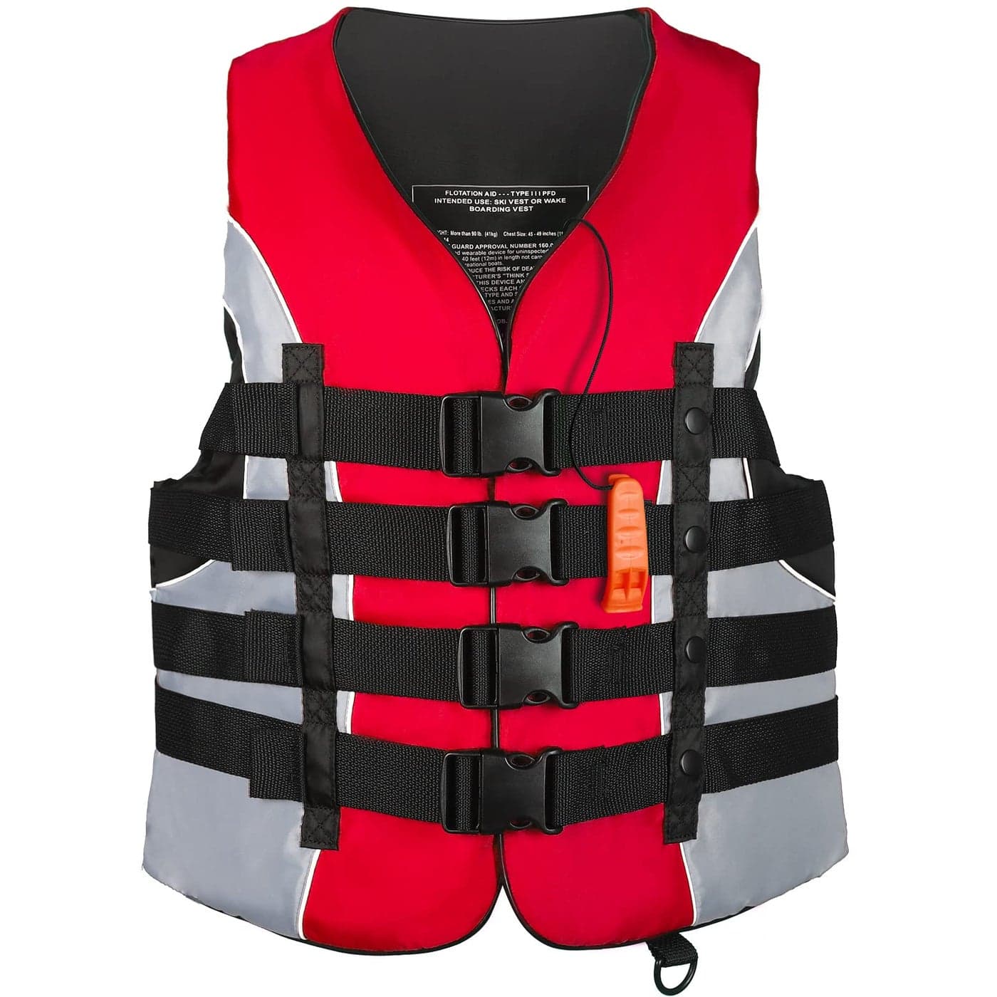 Leader Accessories Adult Universal Personal Flotation Device USCG Approved Life Jacket Vest Red XL