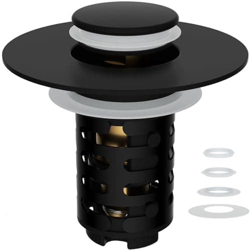iFealClear Upgraded 4-in-1 Bathroom Sink Drain Strainer, Universal Pop Up Sink Stopper with 2-Layer Detachable Hair Catcher Filter Basket, Drain Stopper Fit 1.1"-2.3" US Basin, Matte Black