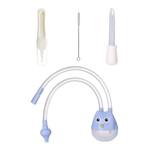 4 PCS Baby Nasal Aspirator Mucus Sucker, 4-in-1 Nose Cleaner for Newborn, Safe and Gentle Baby Congestion Remover with Nasal Aspirator, Nose Cleaner, Ear Cleaner and Medicine Dropper, Travel Friendly