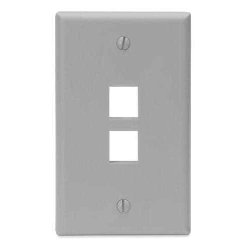 Leviton QuickPort Wallplate, Single Gang, 2-Port, 41080-2GP, Grey