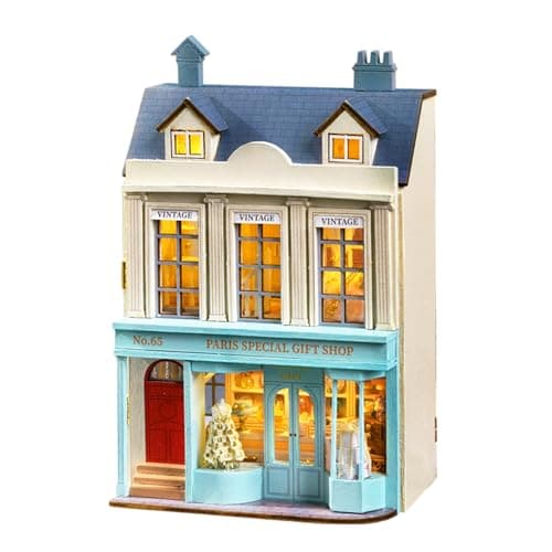 Spilay Dollhouse DIY Miniature Wooden Furniture KitMini Handmade Doll House with LED124 Scale Creative Woodcrafts Toys for Adult Friend Lover