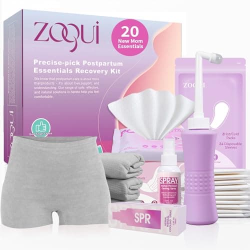 20 Pcs Mom Postpartum Essentials Recovery Kit Hospital Bag Must Haves for New Mom Postpartum Pads Peri Bottle Cooling Spray Perineal Cooling Pad Liners Disposable Underwear HotCold PacksSet