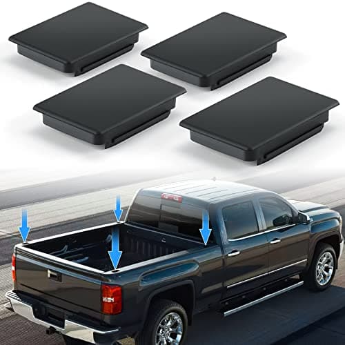 JOYTUTUS Stake Pocket Cover Trucks Bed Rail Stake Covers Compatible with 1999-2014 Chevy Silverado and 2010-2014 GMC Sierra - 4 Pack