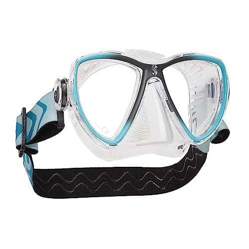 SCUBAPRO Synergy Mini Diving Mask with Comfort Strap (Turquoise/Silver with Clear Skirt)