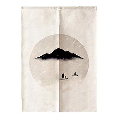 MYRU Chinese Ink Style Door Curtain Japanese Noren Room Decoration Feng Shui Ink Sunrise 33 by 59 Inch