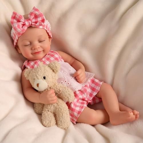 BABESIDE Silicone Baby Doll 12 Sleeping Reborn Baby Dolls Silicone Full Body Anatomically Correct Newborn Real Life Baby Doll with Feeding Kit Gift Box for Kids Age 3