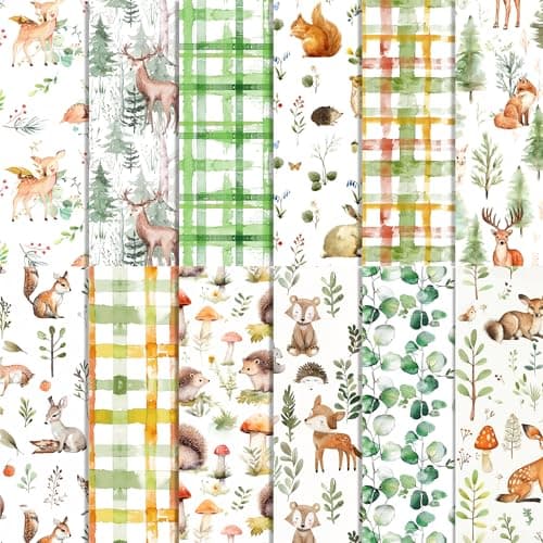 24 Sheets Woodland Animal Scrapbook Paper 12x12 Forest Animals Pattern Paper Watercolor Forest Jungle Animal Scrapbook Papers DoubleSided Decorative Craft Papers With Plum Deer Squirrel Hedgehog