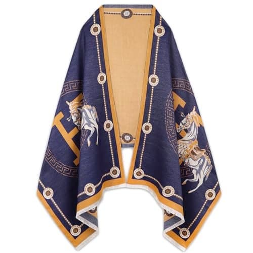 EXTREE Scarfs for Women Pashmina Silky Shawl Wrap for Evening Dressing Blanket Open Front Poncho Cape