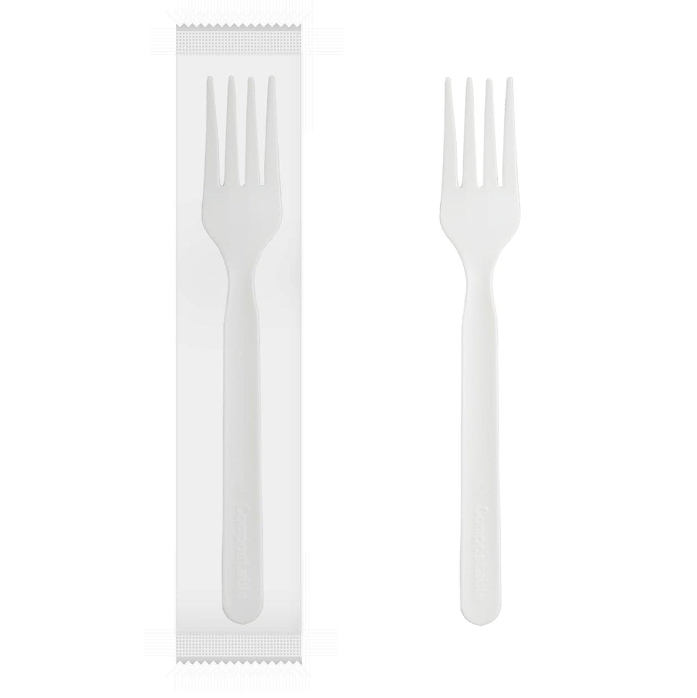 GreenWorks 500 Count 7 Series Heavyduty Compostable Forks BPI Certified Individually Wrapped Forks With Compostable WrapperAlternative to Plastic Forks